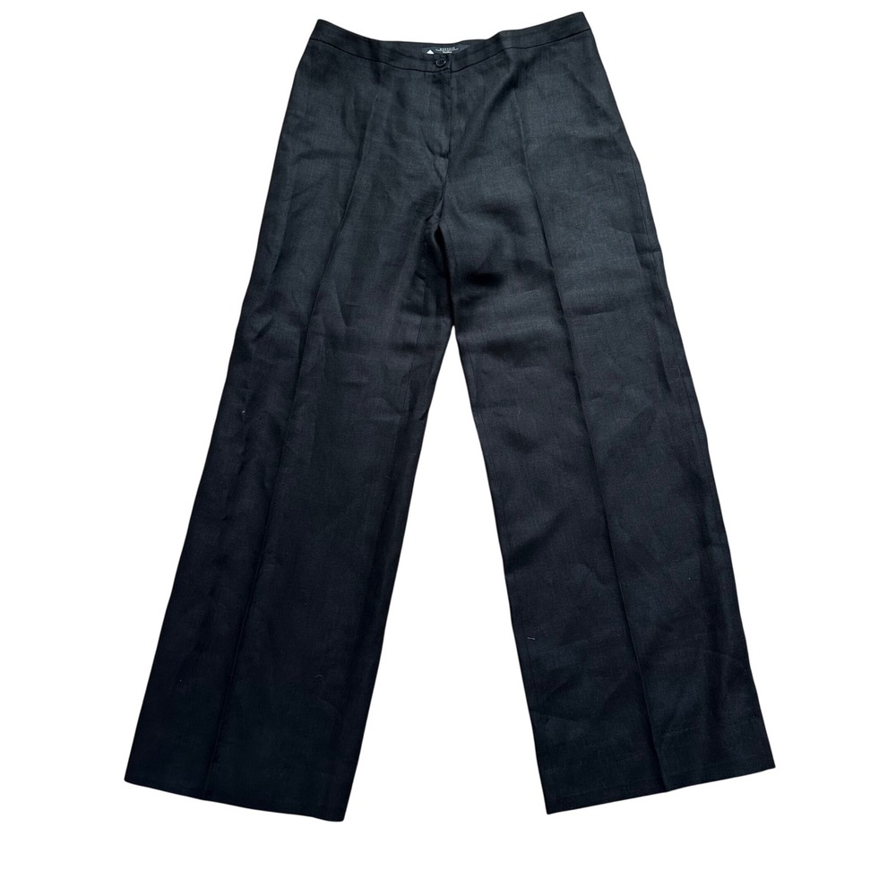 Weekend Max Mara Black Linen Wide Leg Trousers Made in Italy Womens Size 12